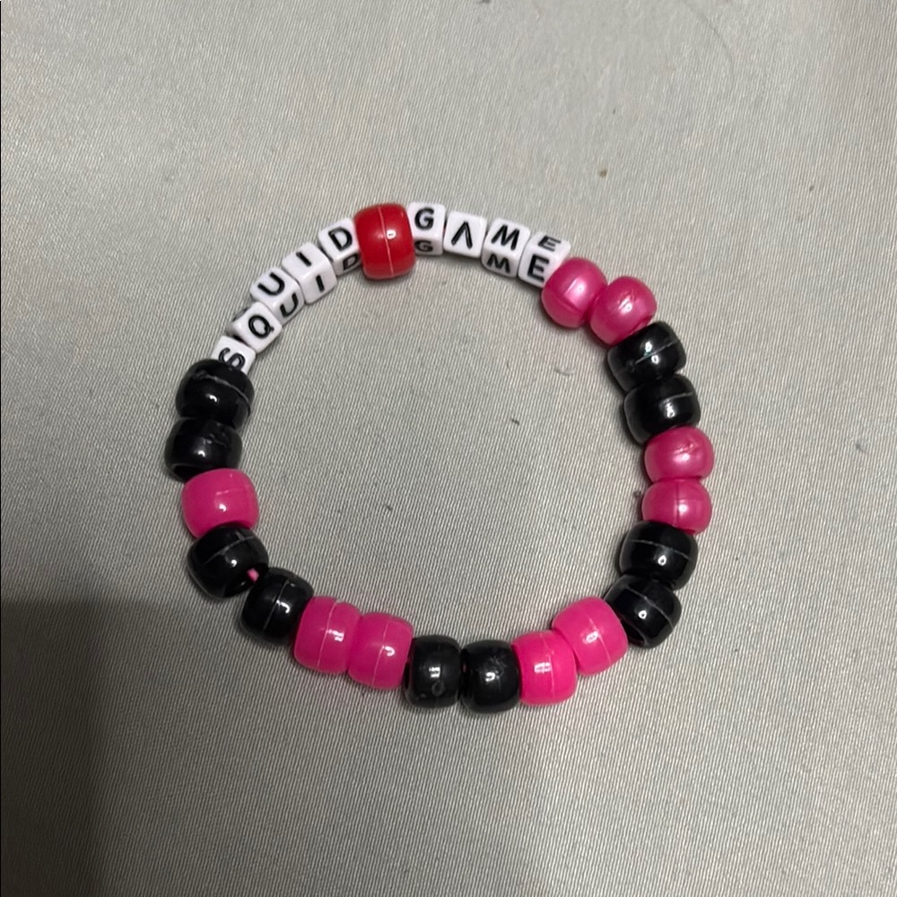 Pink and black squid game Kandi handmade